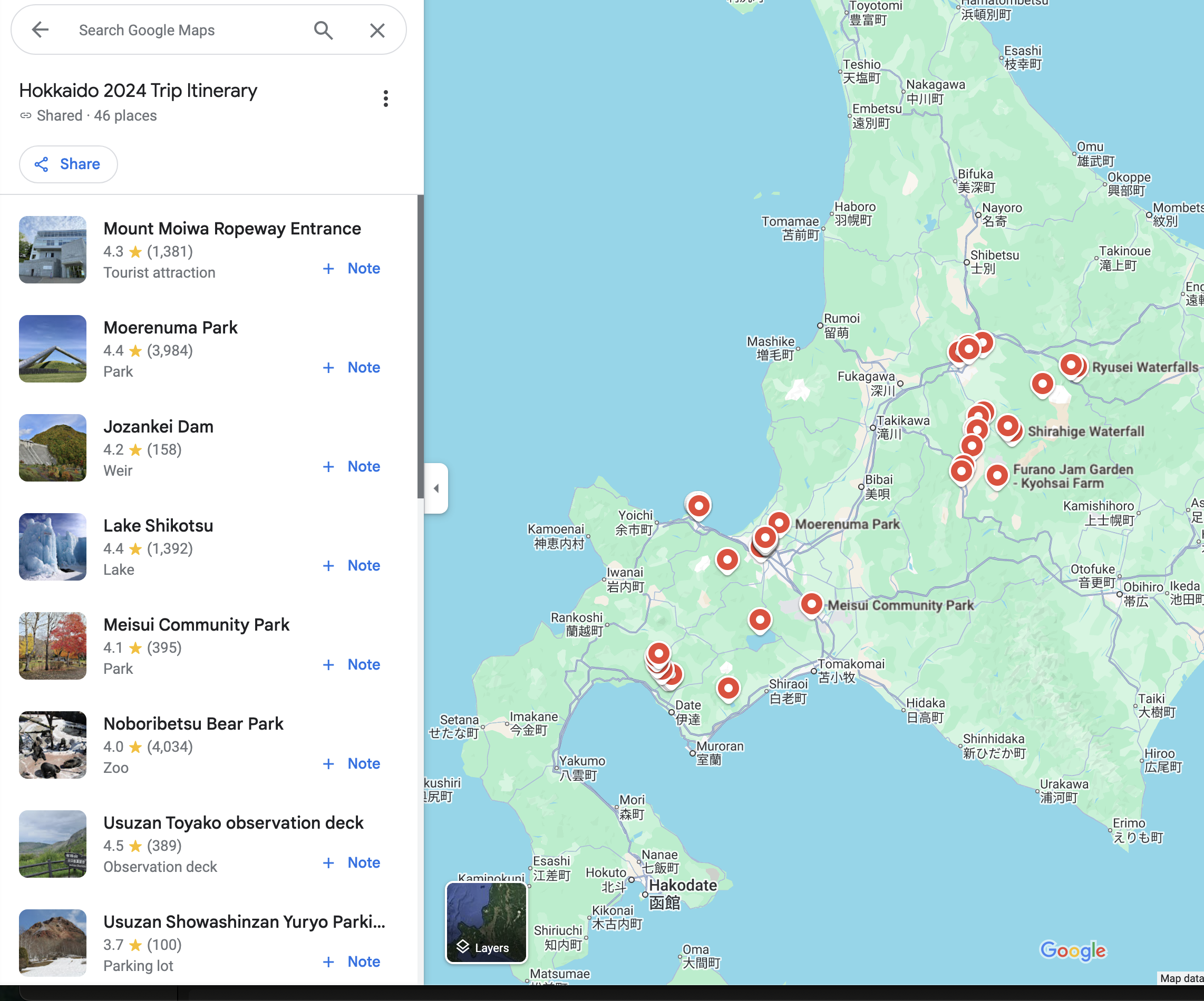 Hokkaido Saved Lists